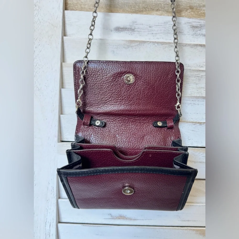 Brighton CITY BLOCK Medium Tech Wallet Chestnut Leather Calf's Hair Crossbody